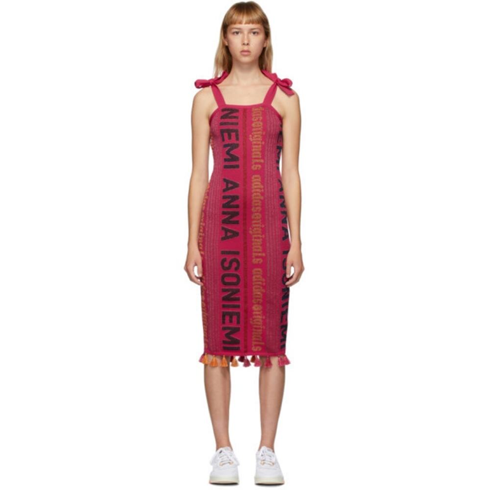 adidas Originals x Anna Isoniemi Tie Strap Metallic Tassel Mini Dress Pink